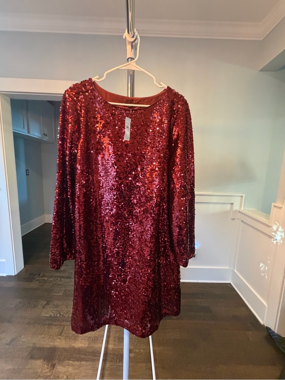 Red Sequin Shift Dress